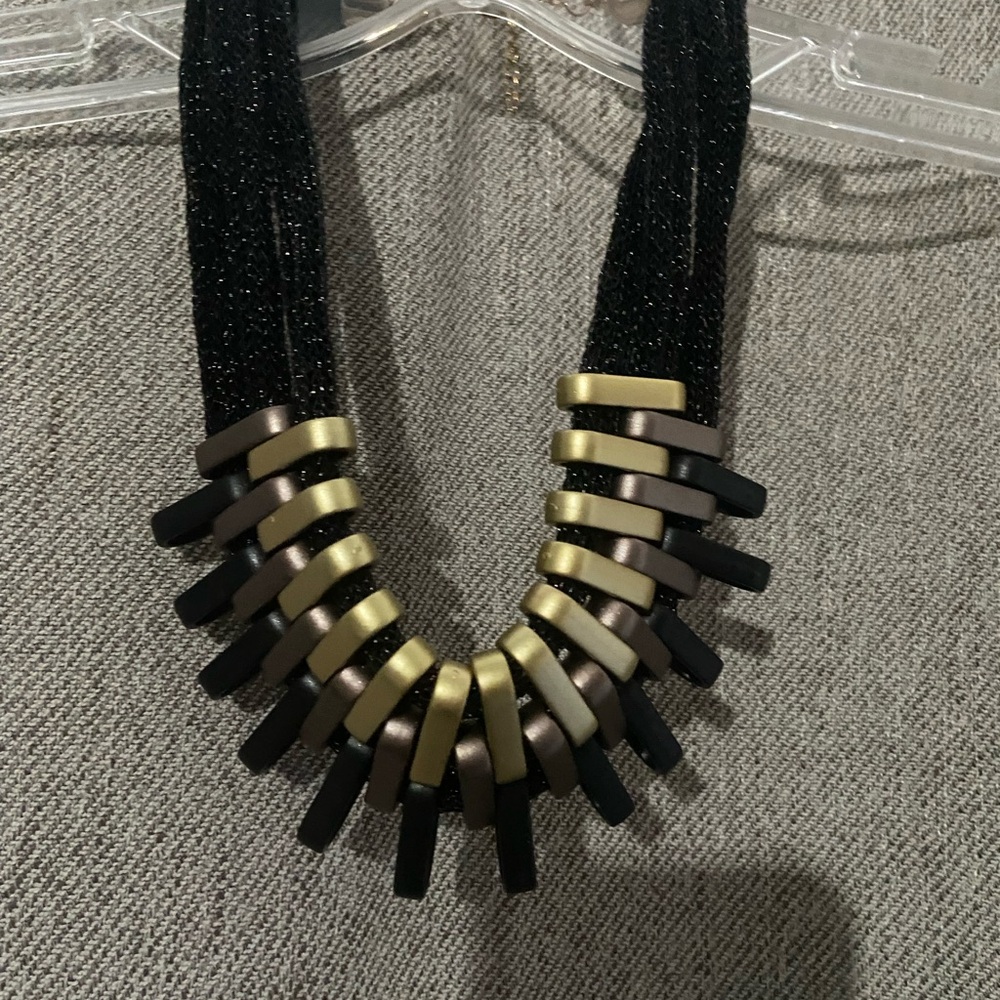 Black and Gold Multistrand Accent Necklace for Women